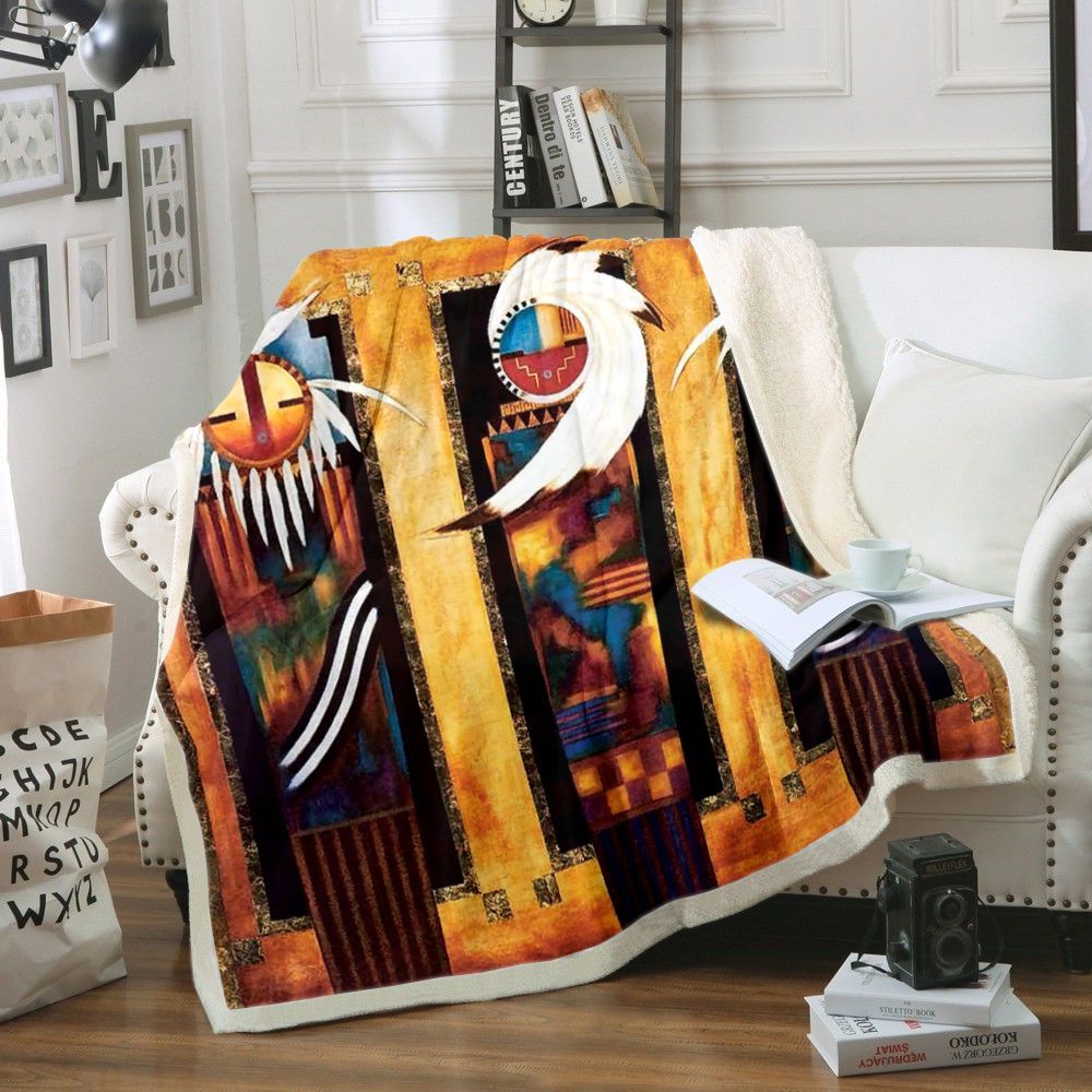 Native American Sherpa Fleece Blanket