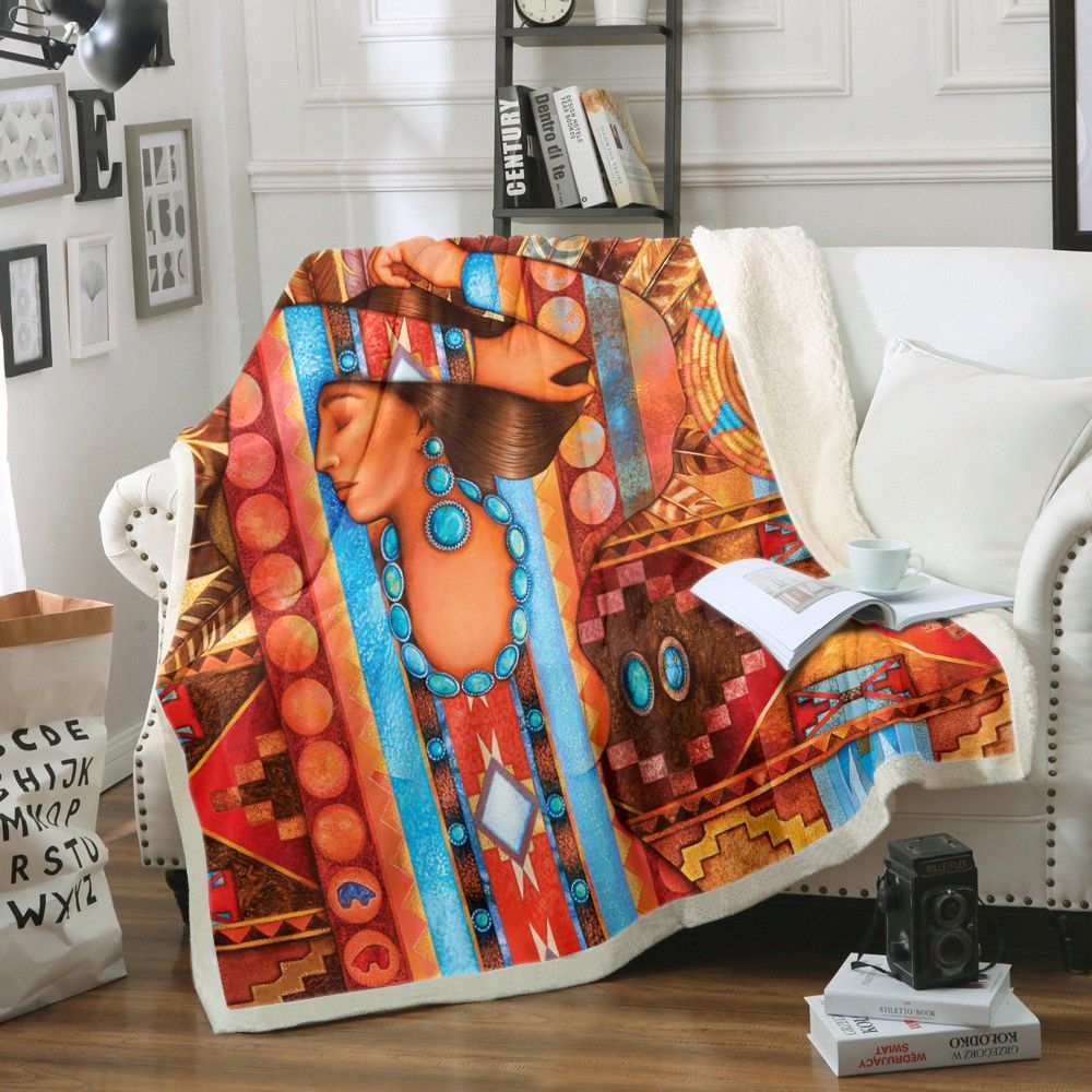 Native American Sherpa Fleece Blanket