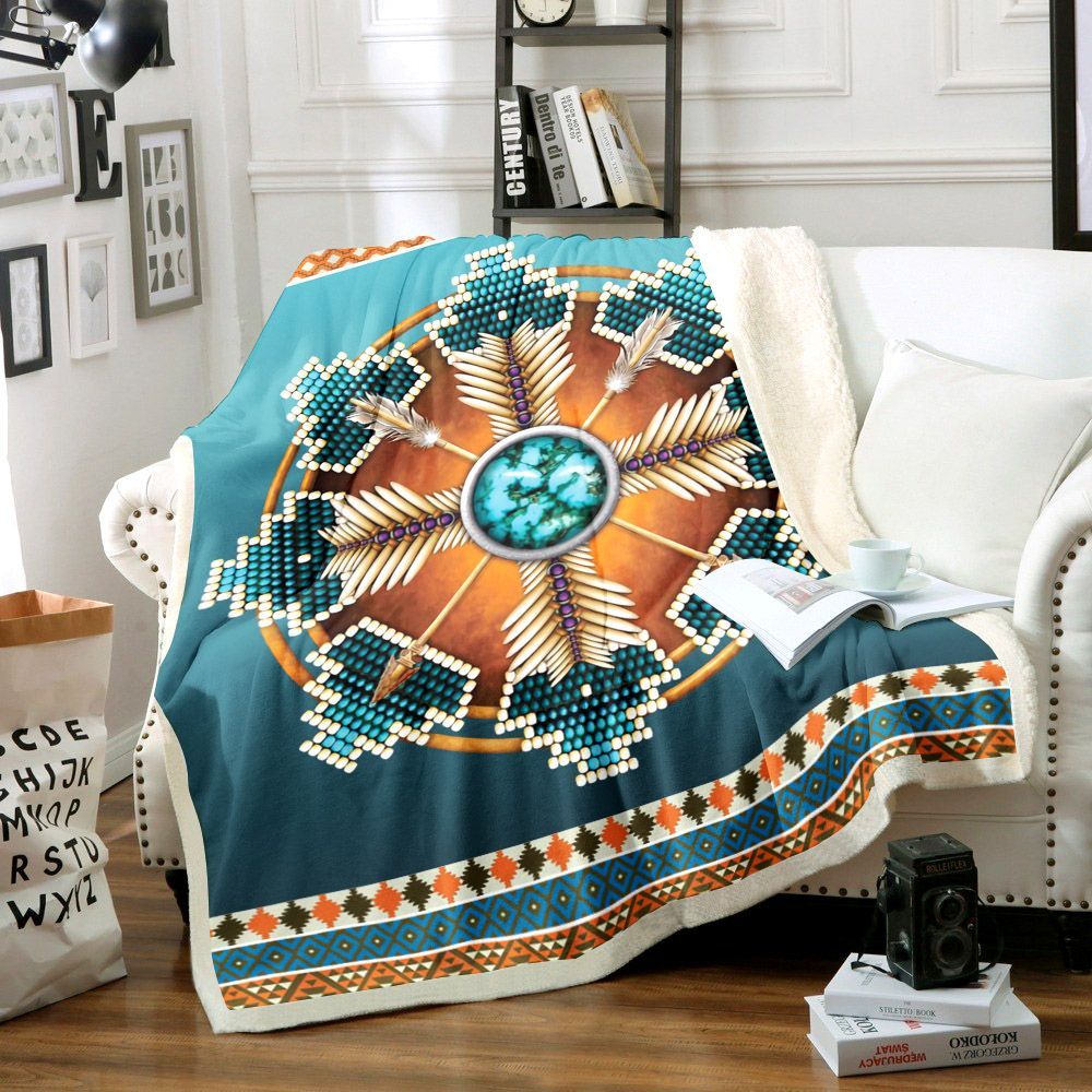 Native American Sherpa Fleece Blanket