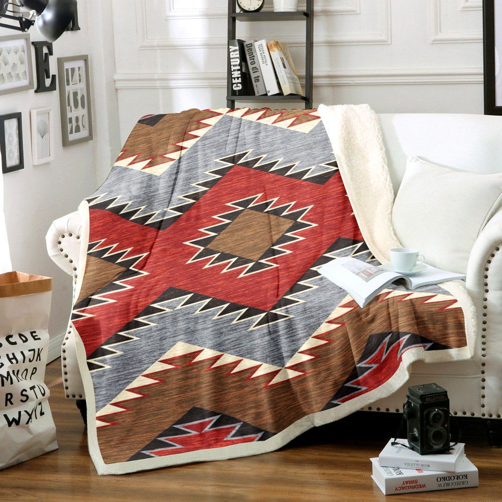 Native American Sherpa Fleece Blanket