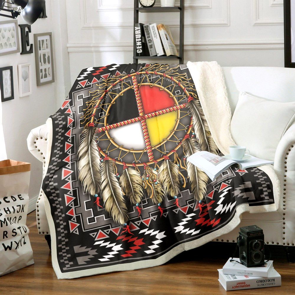 Native American Sherpa Fleece Blanket