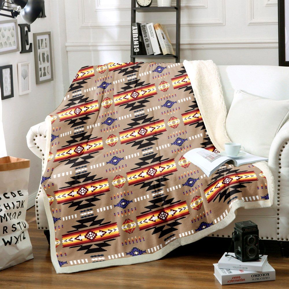 Native American Sherpa Fleece Blanket