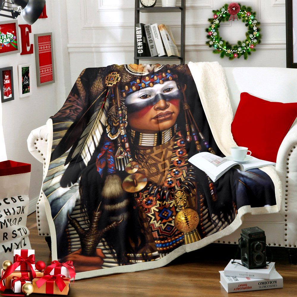 Native American Sherpa Fleece Blanket