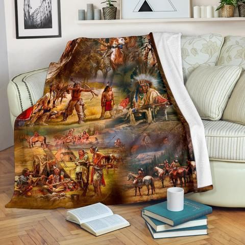 Native American Sherpa Fleece Blanket