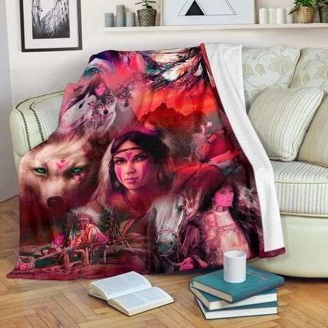 Native American Sherpa Fleece Blanket
