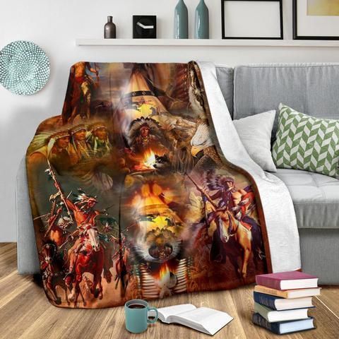 Native American Sherpa Fleece Blanket