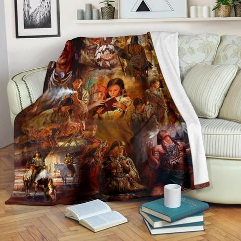 Native American Sherpa Fleece Blanket