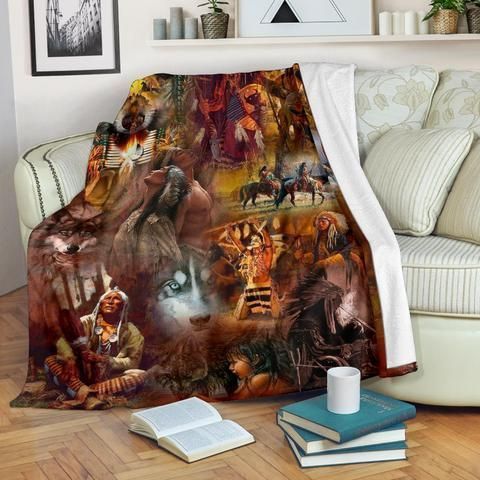 Native American Sherpa Fleece Blanket