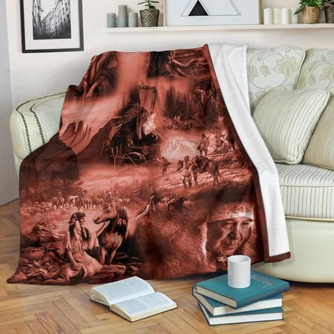 Native American Sherpa Fleece Blanket