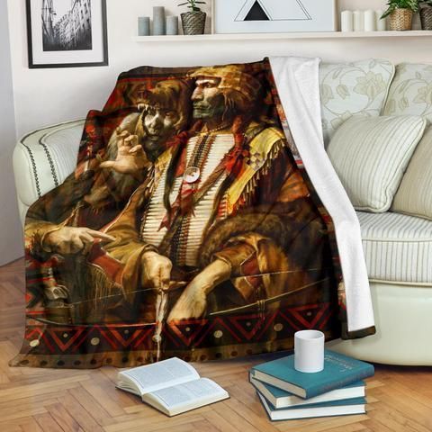Native American Sherpa Fleece Blanket