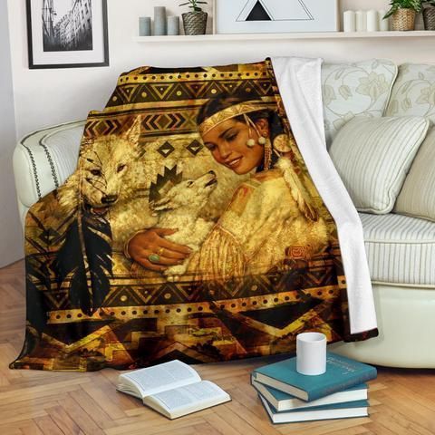 Native American Sherpa Fleece Blanket