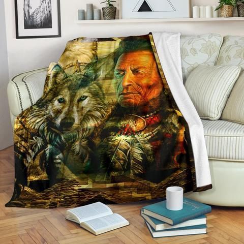 Native American Sherpa Fleece Blanket