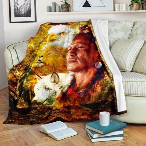 Native American Sherpa Fleece Blanket