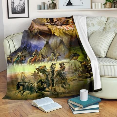 Native American Sherpa Fleece Blanket