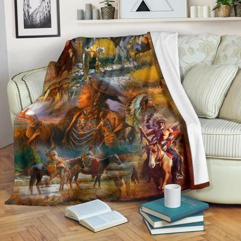 Native American Sherpa Fleece Blanket