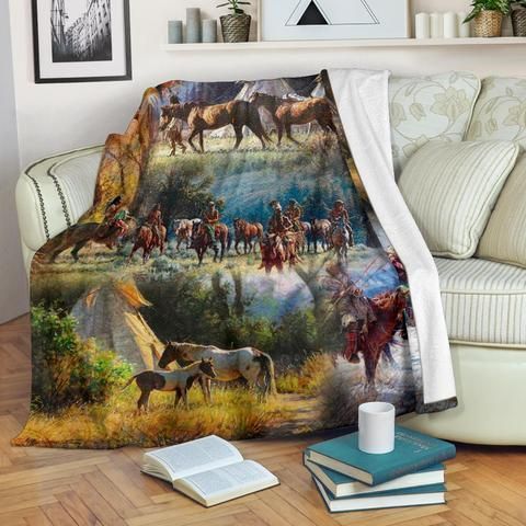 Native American Sherpa Fleece Blanket