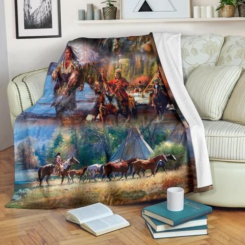 Native American Sherpa Fleece Blanket