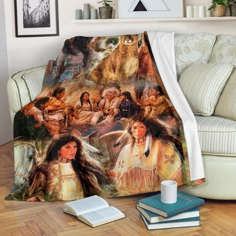 Native American Sherpa Fleece Blanket