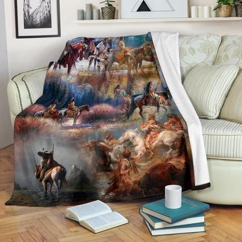 Native American Sherpa Fleece Blanket