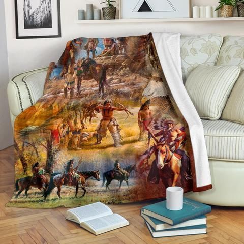 Native American Sherpa Fleece Blanket