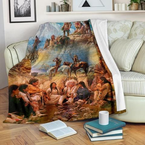 Native American Sherpa Fleece Blanket