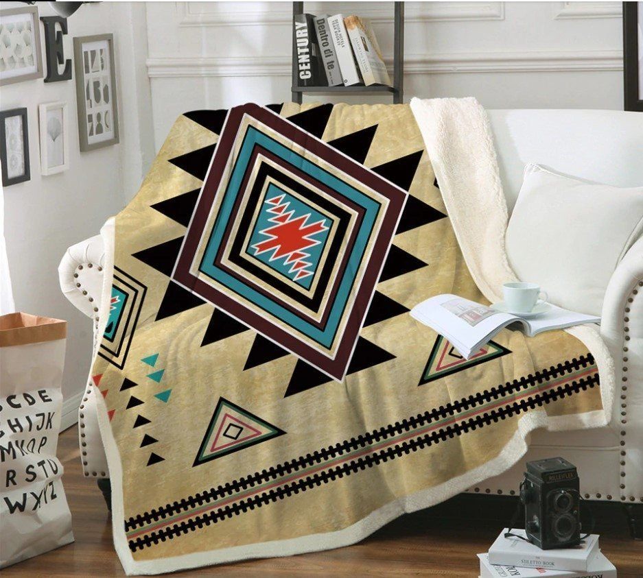 Native American Sherpa Fleece Blanket
