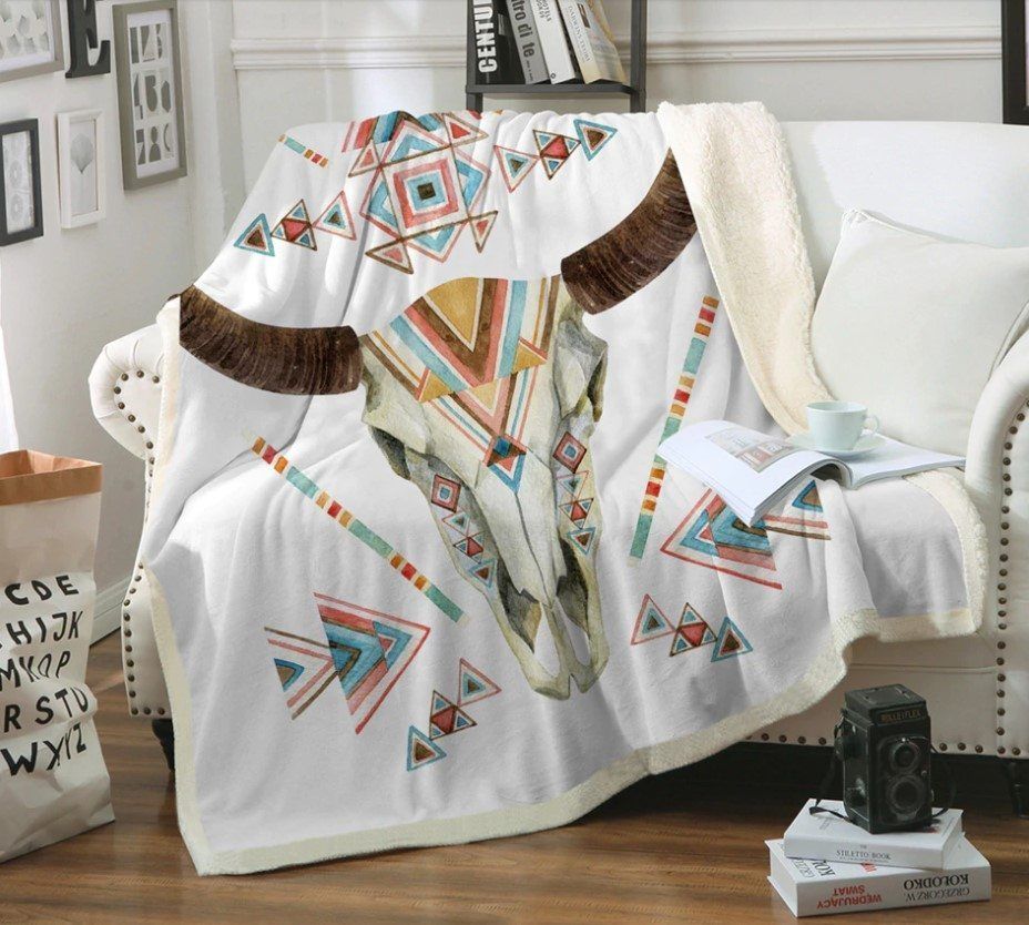 Native American Sherpa Fleece Blanket