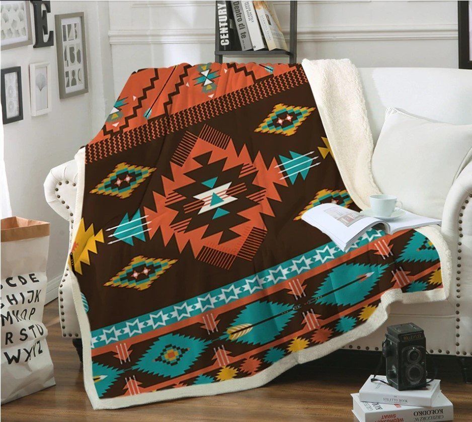 Native American Sherpa Fleece Blanket