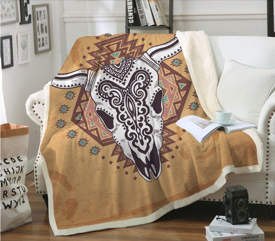 Native American Sherpa Fleece Blanket