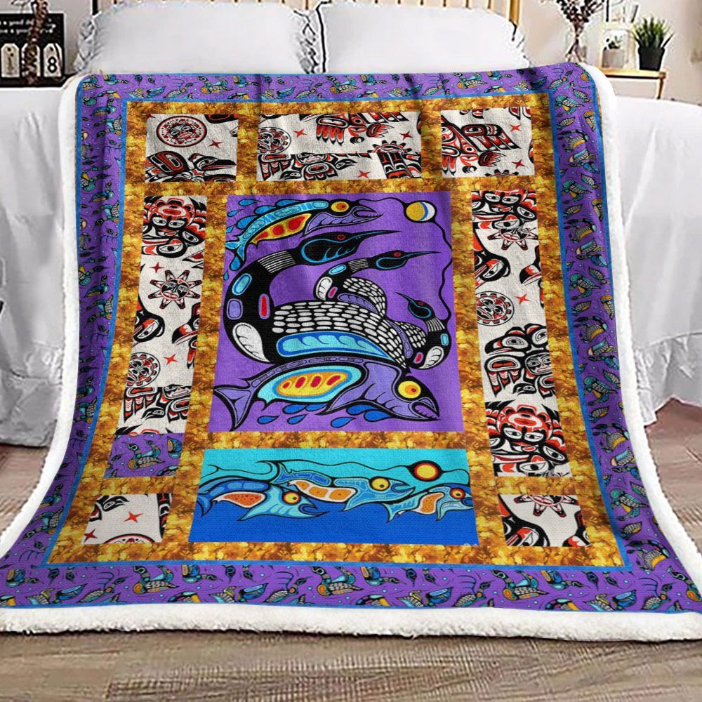 Native American Sherpa Fleece Blanket