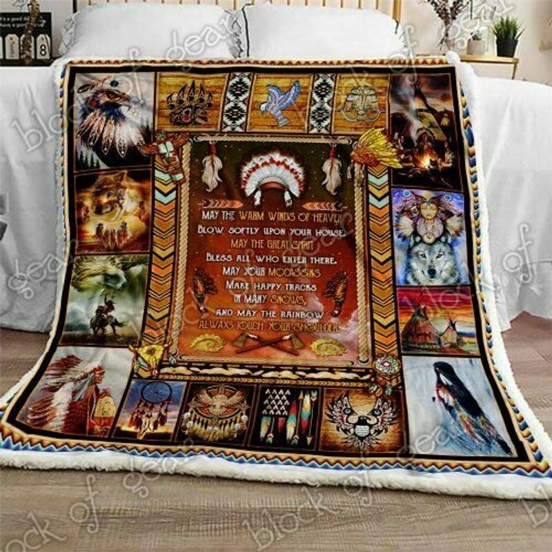 Native American Sherpa Fleece Blanket