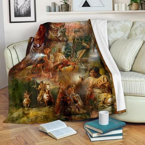 Native American Sherpa Fleece Blanket