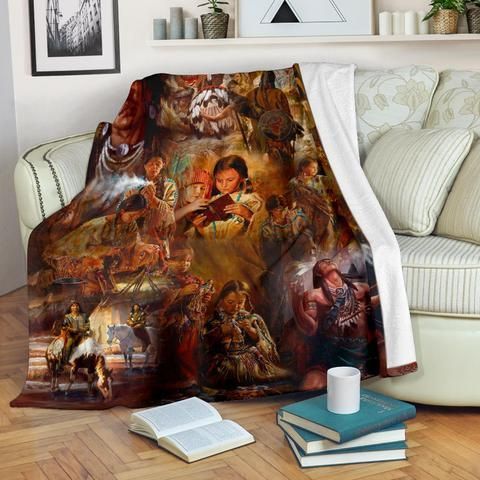 Native American Sherpa Fleece Blanket
