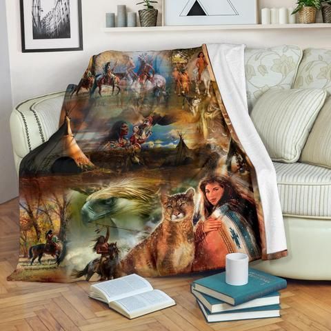 Native American Sherpa Fleece Blanket