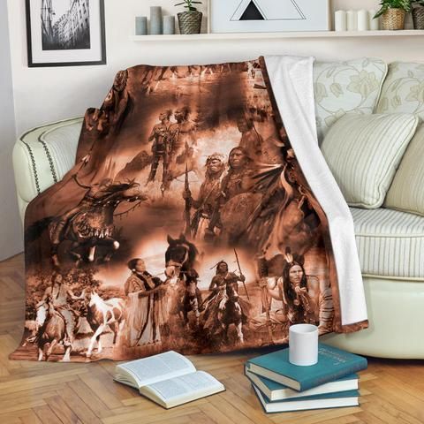 Native American Sherpa Fleece Blanket