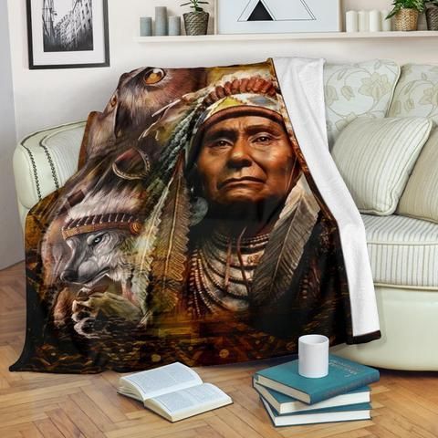 Native American Sherpa Fleece Blanket