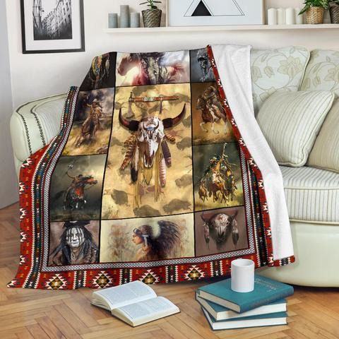 Native American Sherpa Fleece Blanket