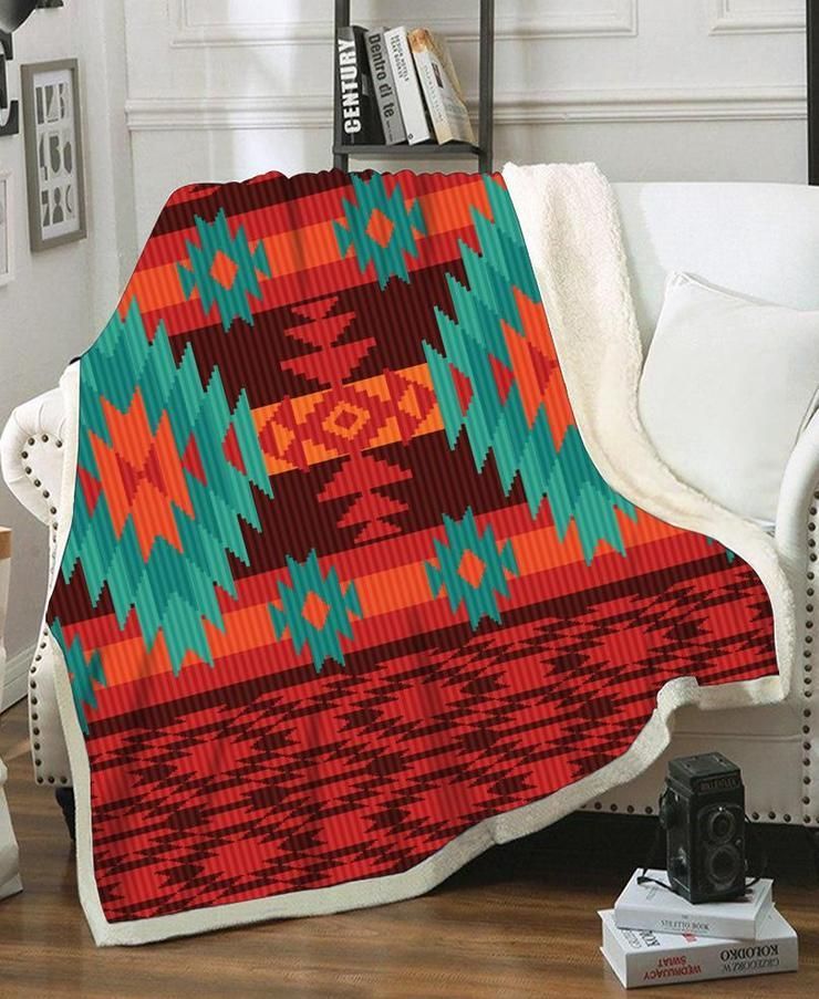 Native American Sherpa Fleece Blanket