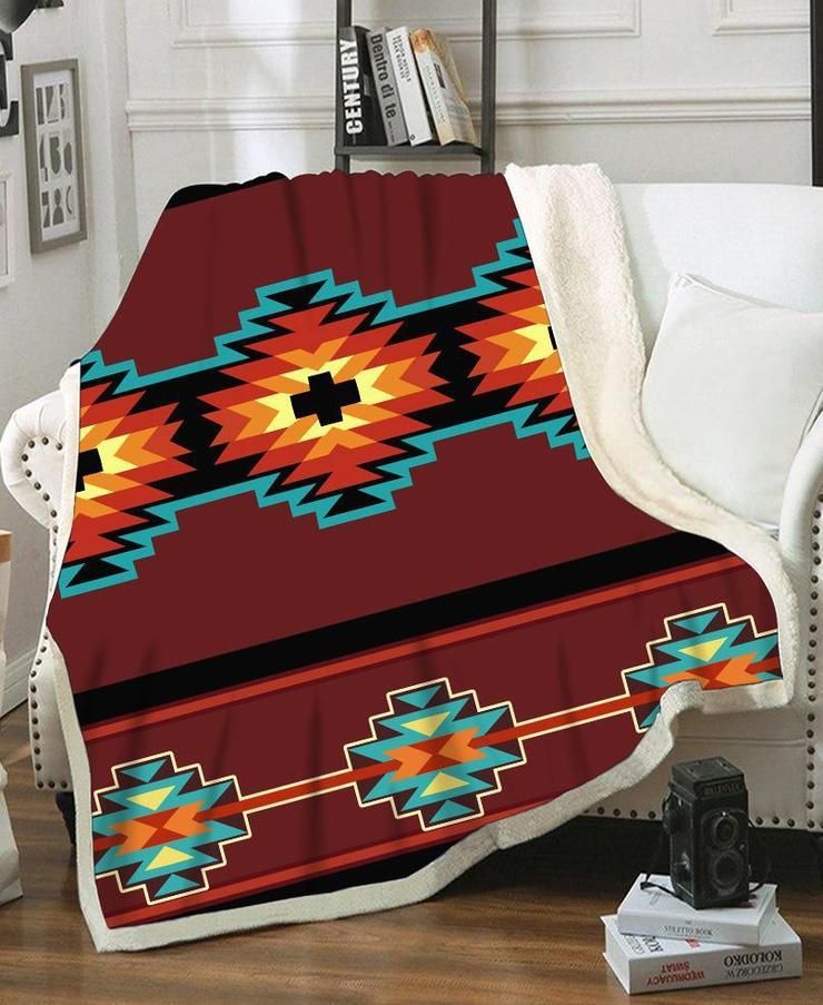 Native American Sherpa Fleece Blanket