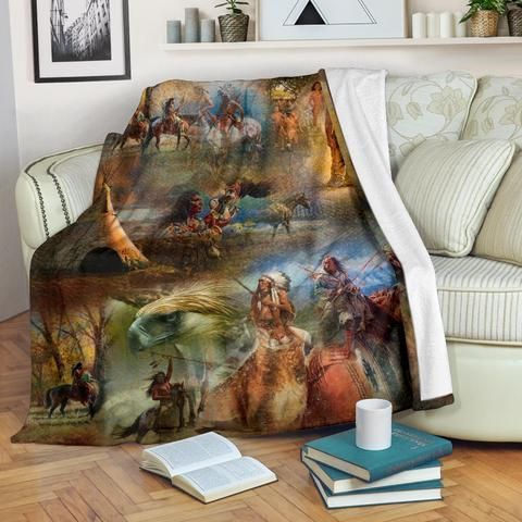 Native American Sherpa Fleece Blanket