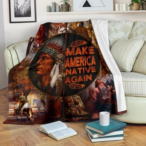 Native American Sherpa Fleece Blanket