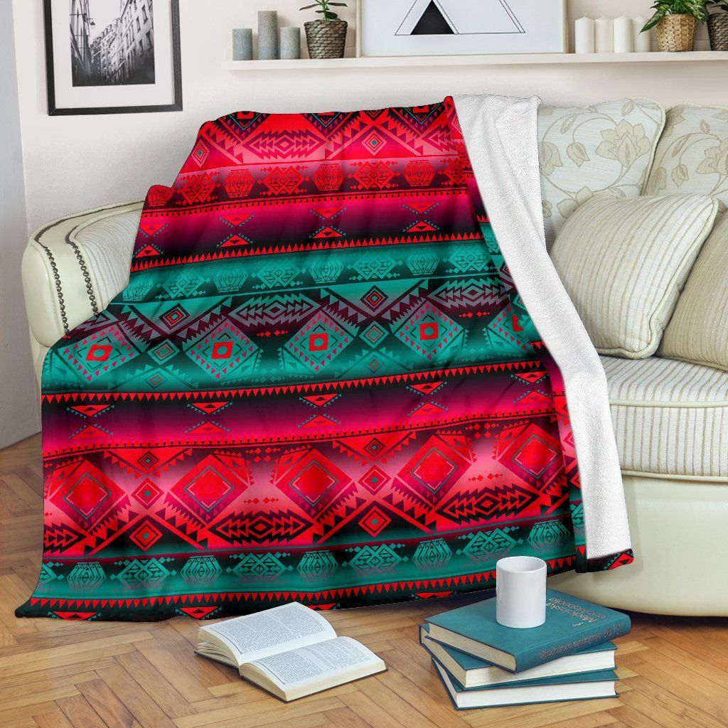 Native American Sherpa Fleece Blanket