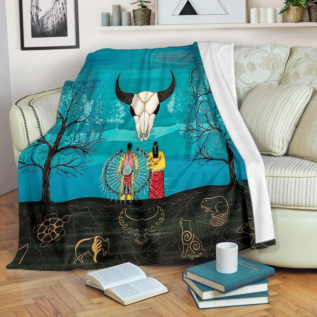 Native American Sherpa Fleece Blanket