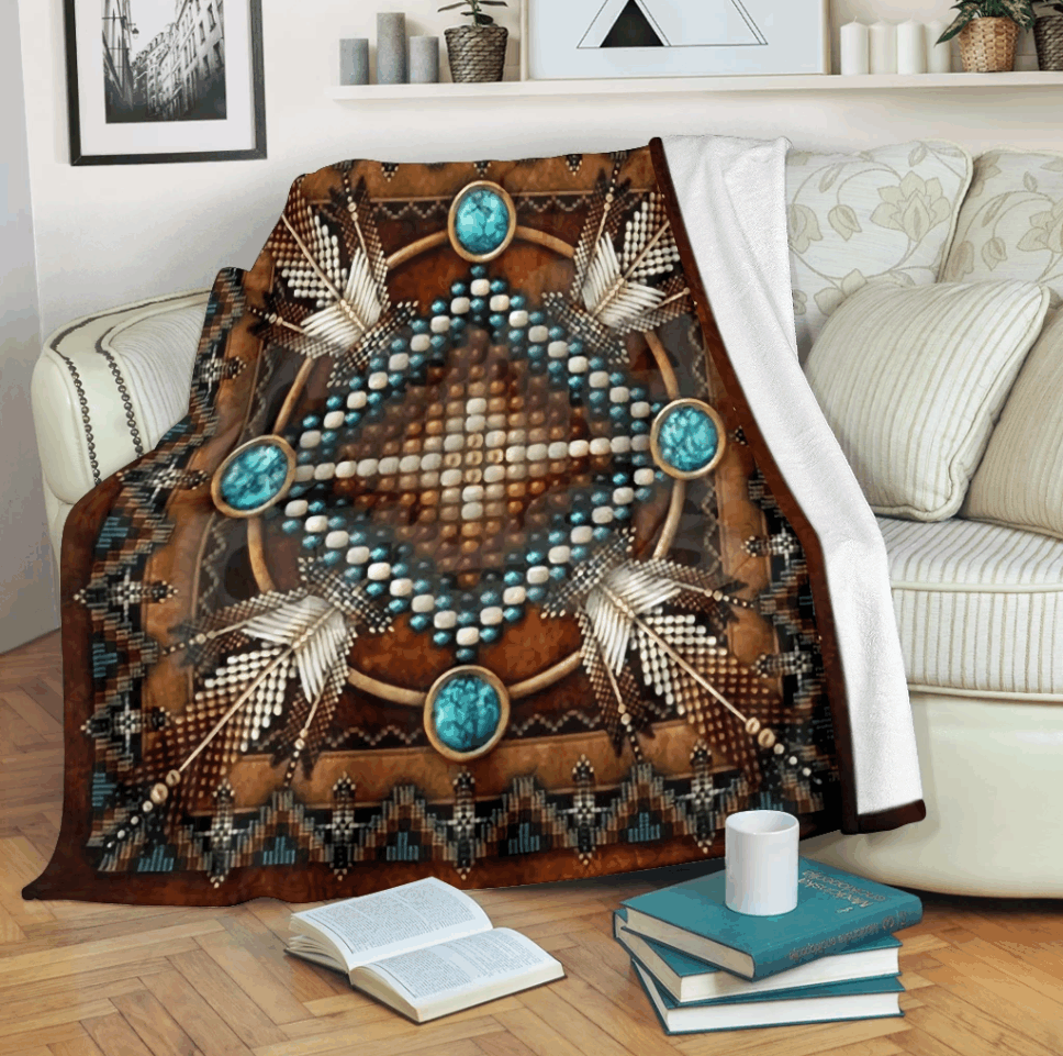 Native American Sherpa Fleece Blanket