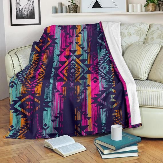 Native American Sherpa Fleece Blanket