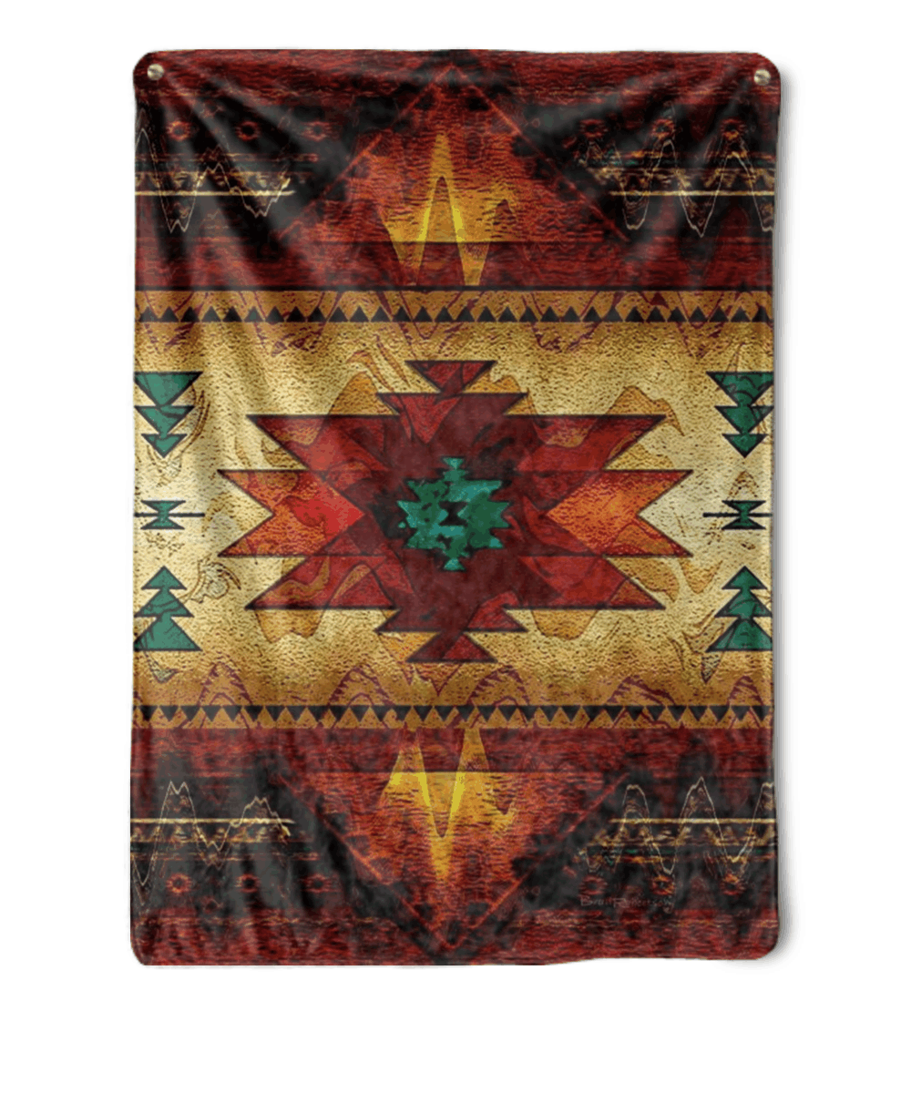 Native American Sherpa Fleece Blanket