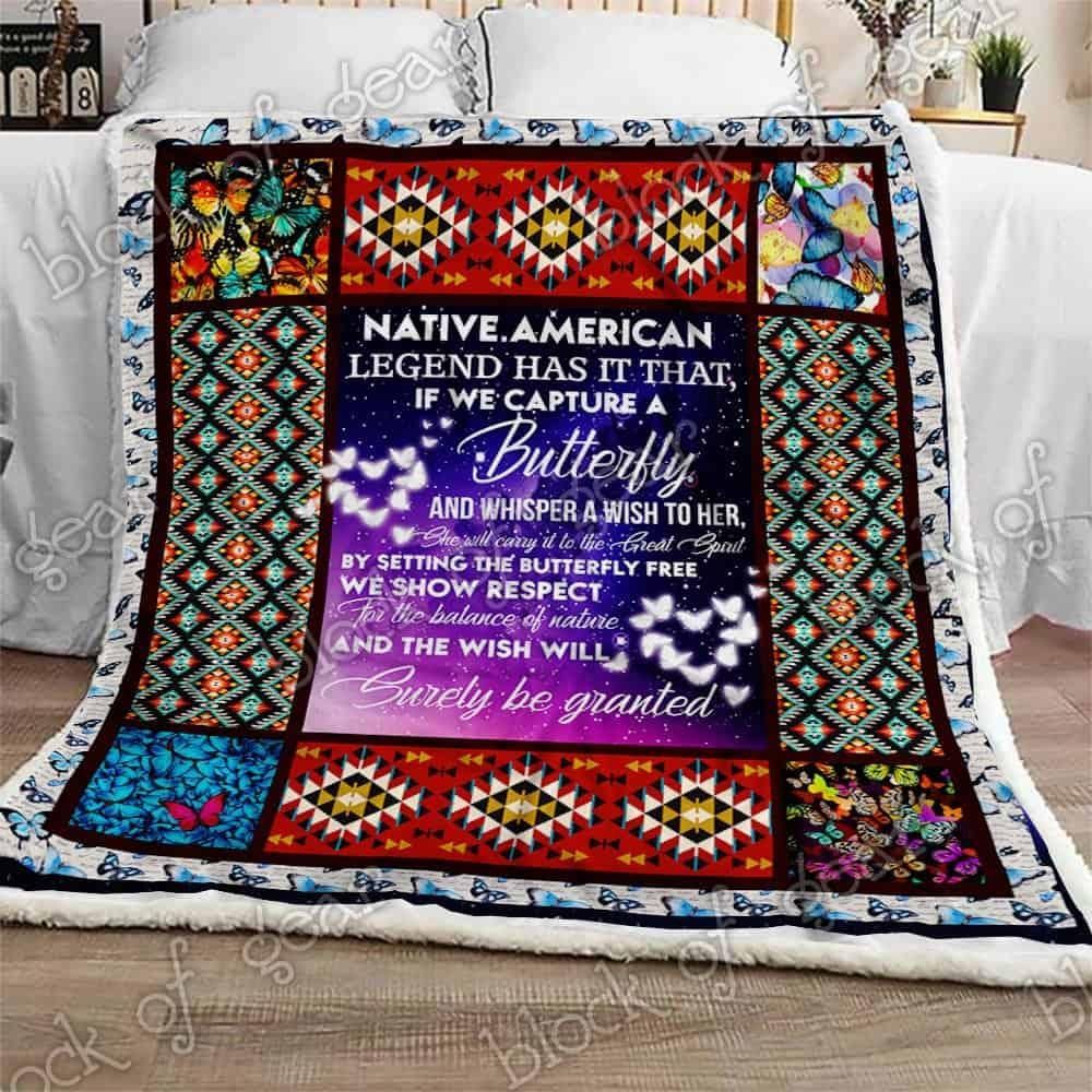 Native American Sherpa Fleece Blanket