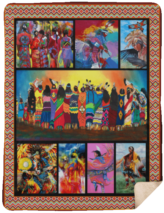 Native American Sherpa Fleece Blanket