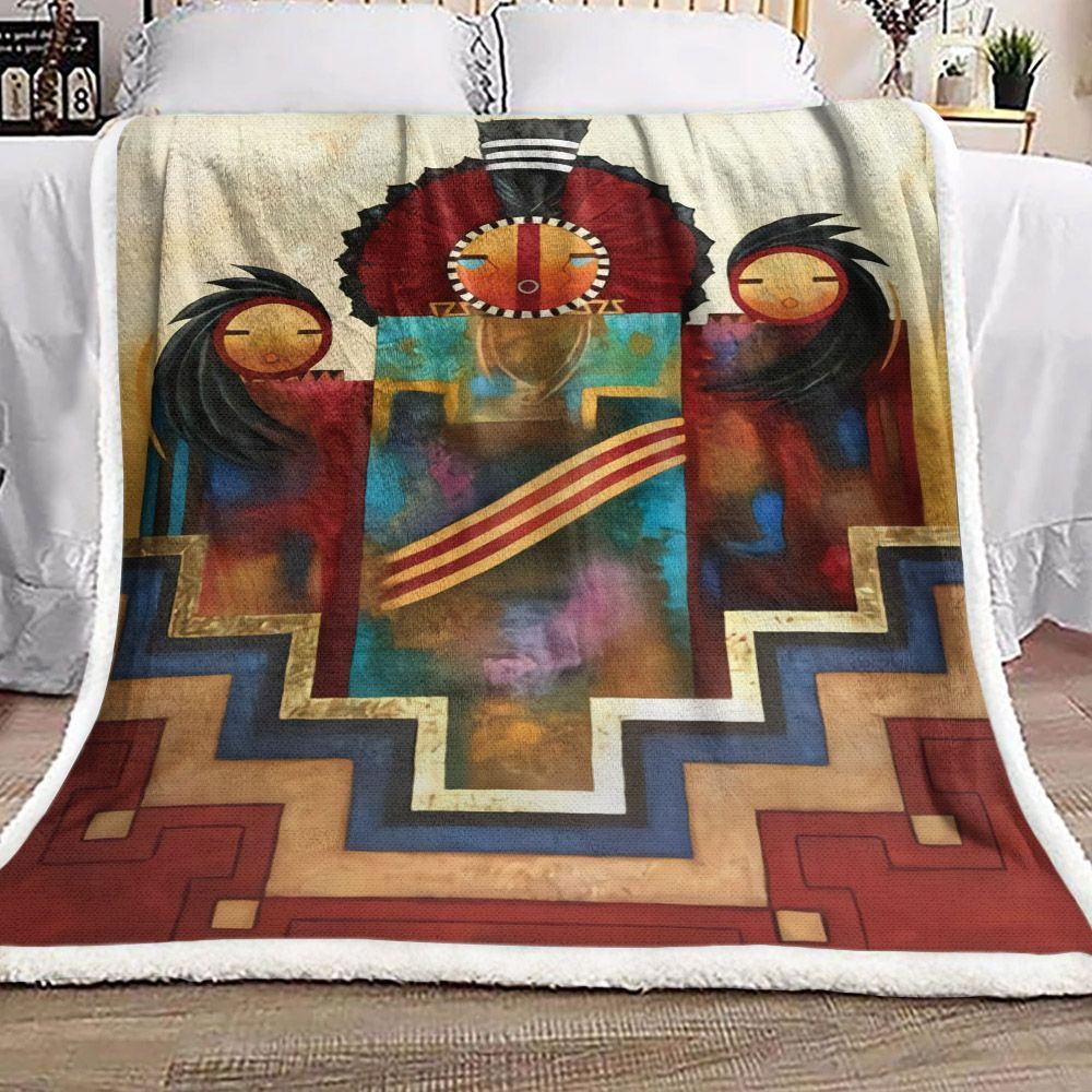 Native American Sherpa Fleece Blanket