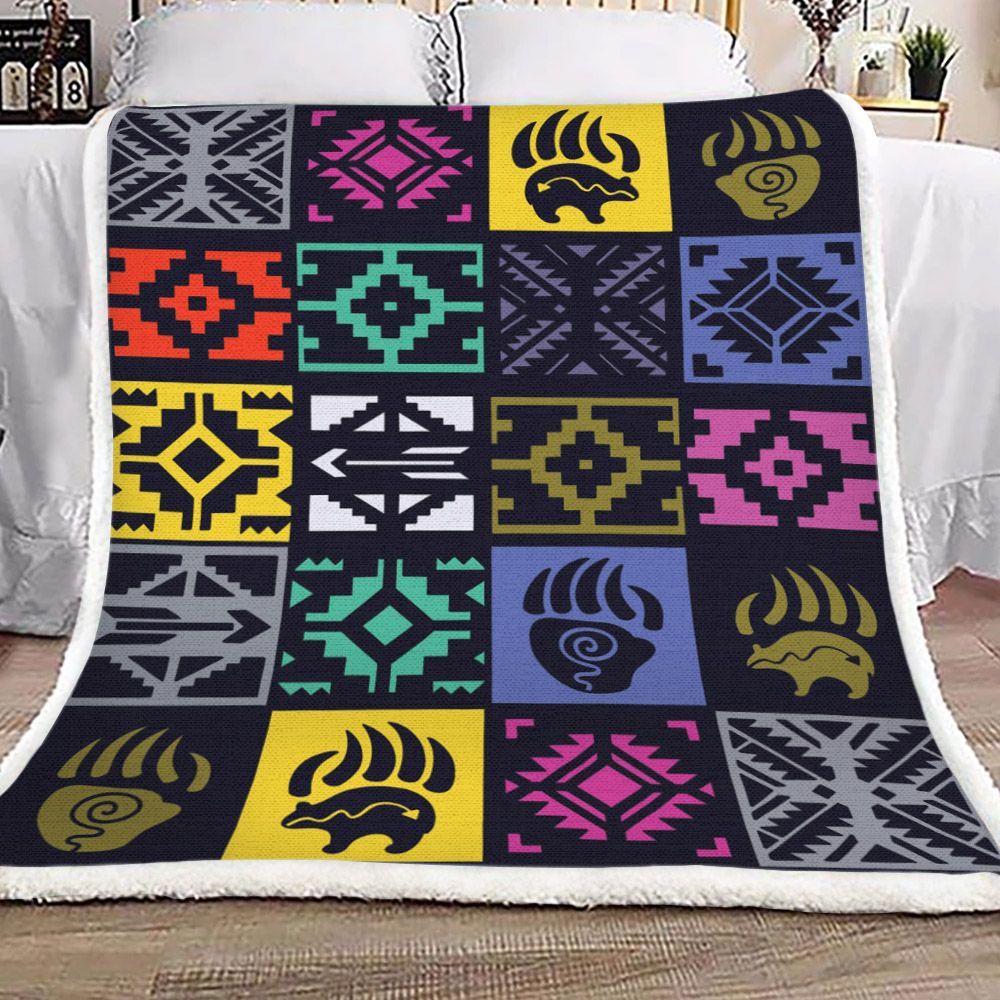 Native American Sherpa Fleece Blanket